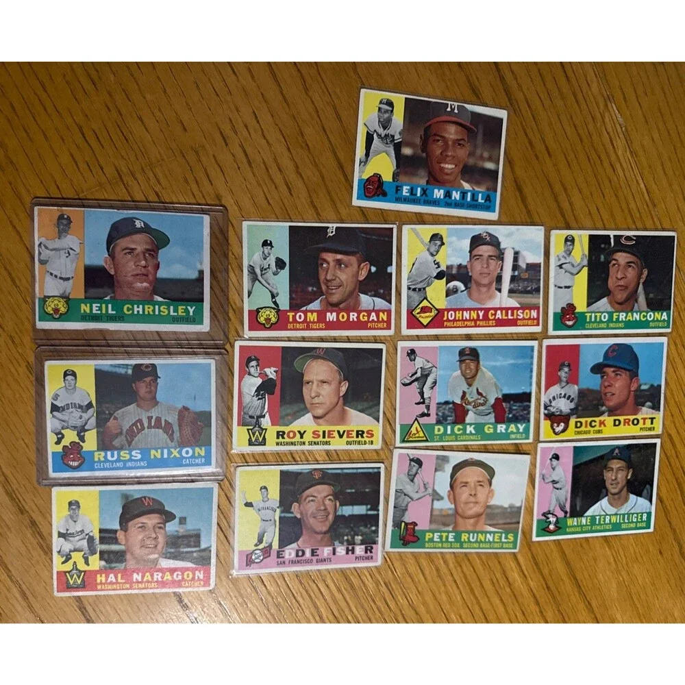 1960 Topps Baseball Card Lot Of 13 Horizontal Design Vintage Commons Set